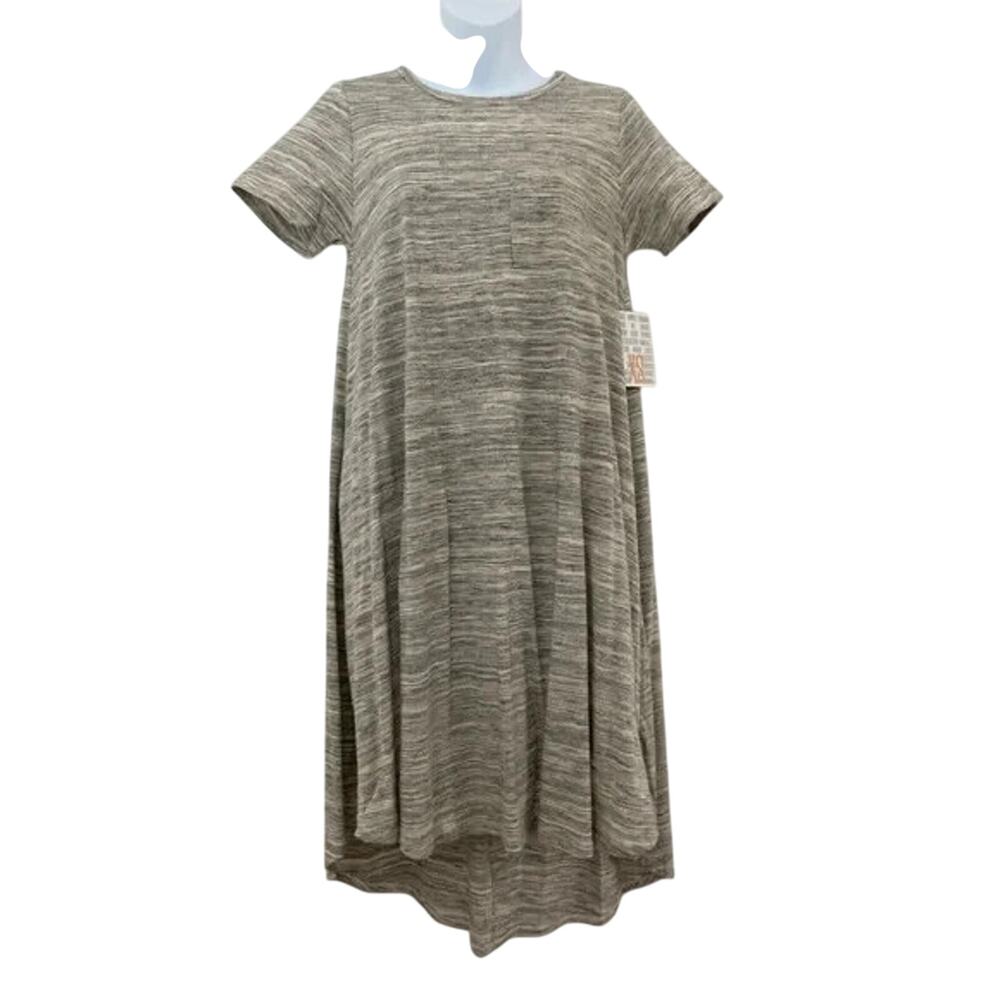 NWT LuLaRoe Carly Swing Dress Women Size XS | Solid Heather Gray | High Low Hem